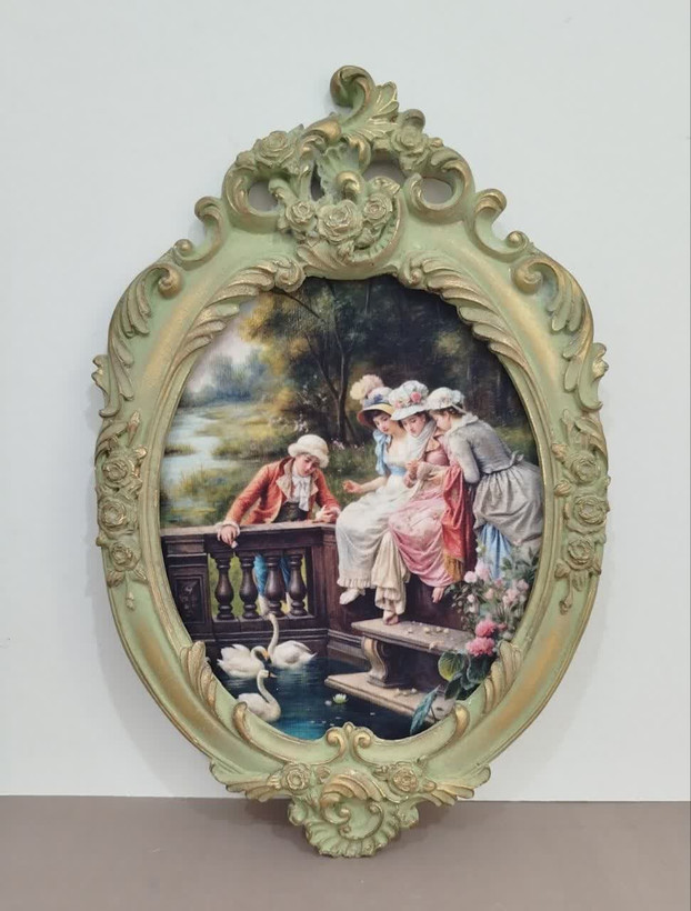 تابلو پتینه نقاشی مخمل طرح فرانسوی کد J01