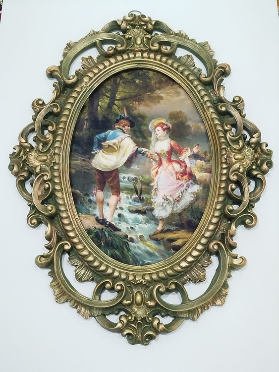 تابلو پتینه نقاشی مخمل طرح فرانسوی سایز بزرگSA02