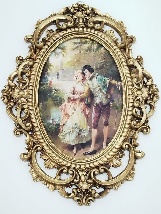 تابلو پتینه نقاشی مخمل طرح فرانسوی سایز بزرگSA04