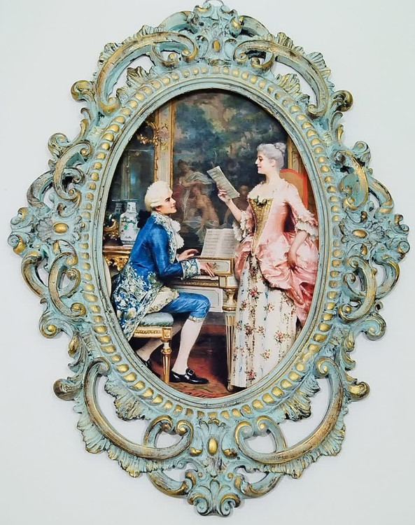 تابلو پتینه نقاشی مخمل طرح فرانسوی سایز بزرگSA05