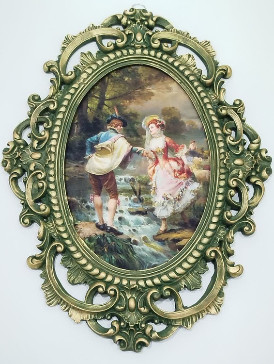 تابلو پتینه نقاشی مخمل طرح فرانسوی سایز بزرگSA08