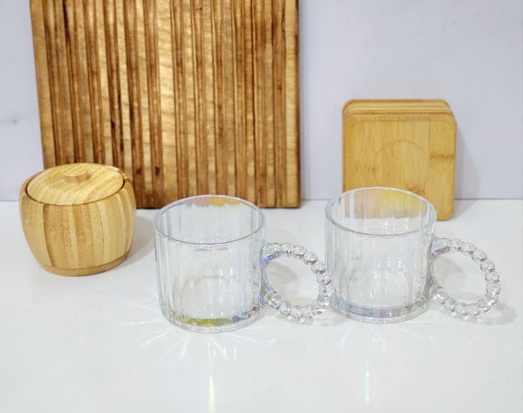 ماگ پیرکس دسته مروارید شفاف دلی