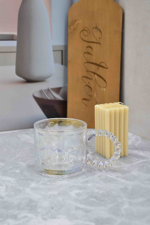 ماگ پیرکس دسته مروارید شفاف دفرمه