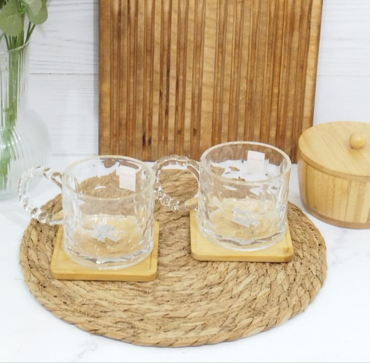 ماگ پیرکس دسته مروارید شفاف دفرمه