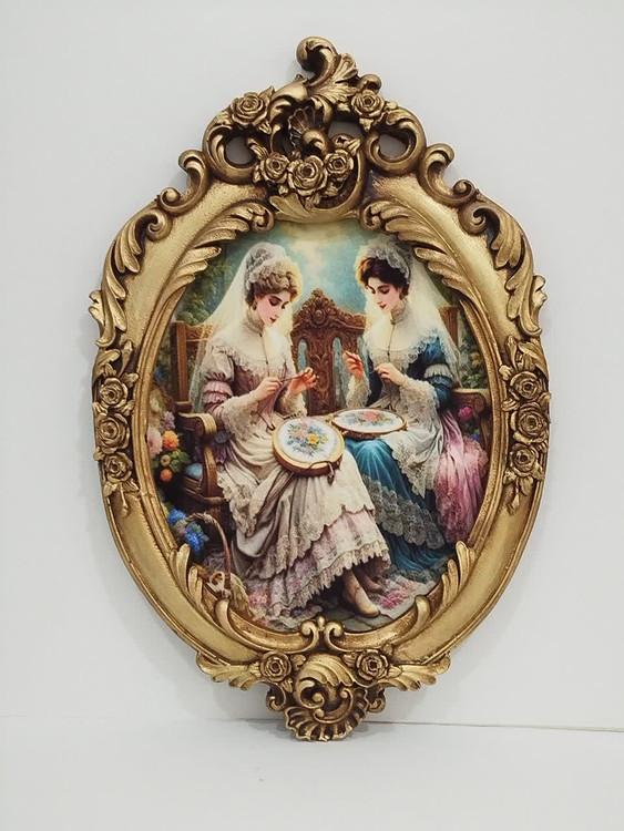 تابلو پتینه نقاشی مخمل طرح فرانسوی کد AD07