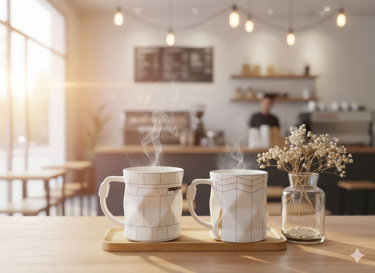 ست دو نفره ماگ سرامیکی وارداتی مدل دفرمه