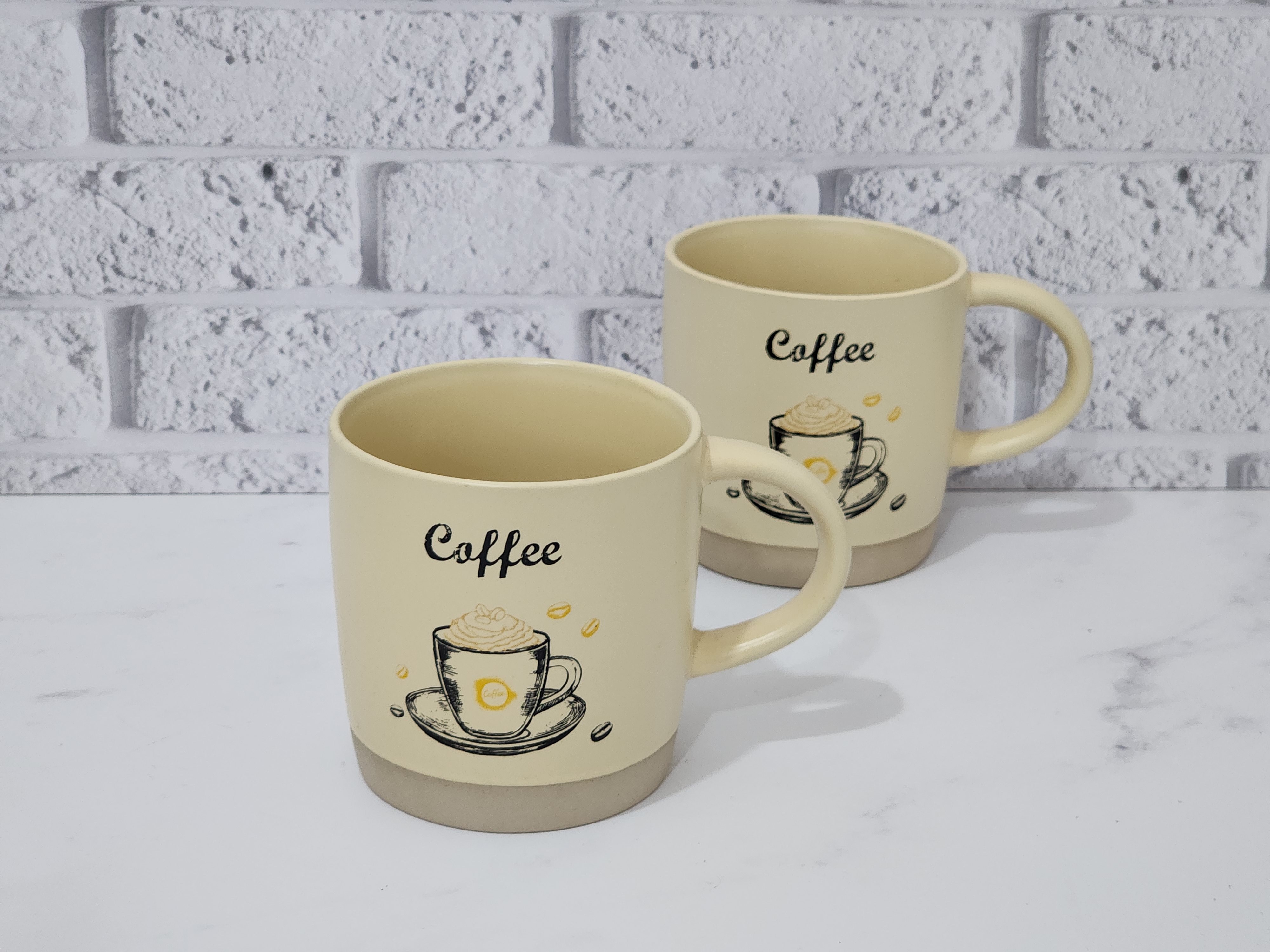 ست دو نفره ماگ سرامیکی  وارداتی  مدل استوانه  COFFEE Time