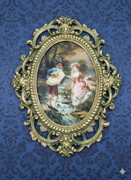 تابلو پتینه نقاشی مخمل طرح فرانسوی سایز بزرگSA02