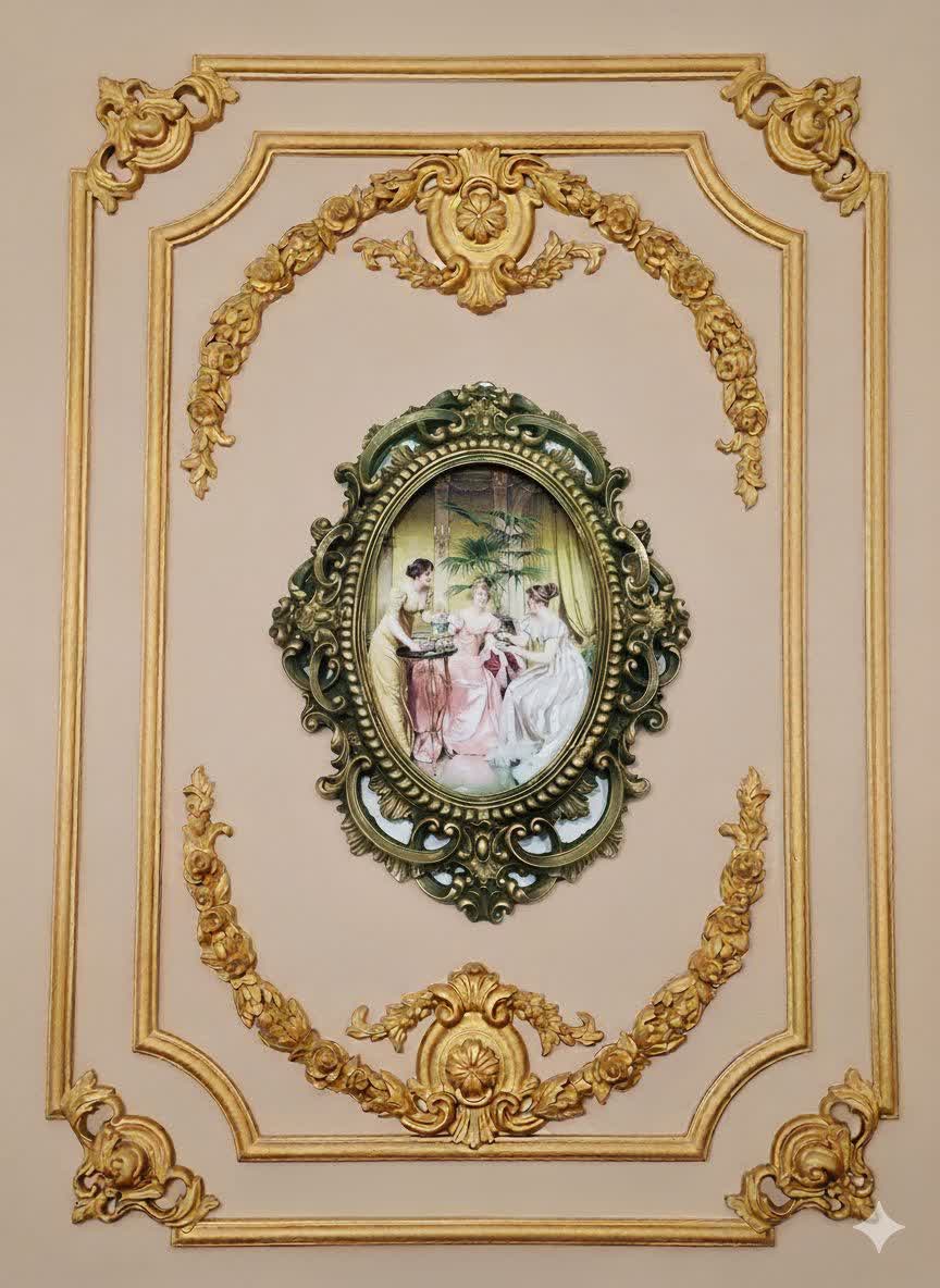 تابلو پتینه نقاشی مخمل طرح فرانسوی سایز بزرگSA01