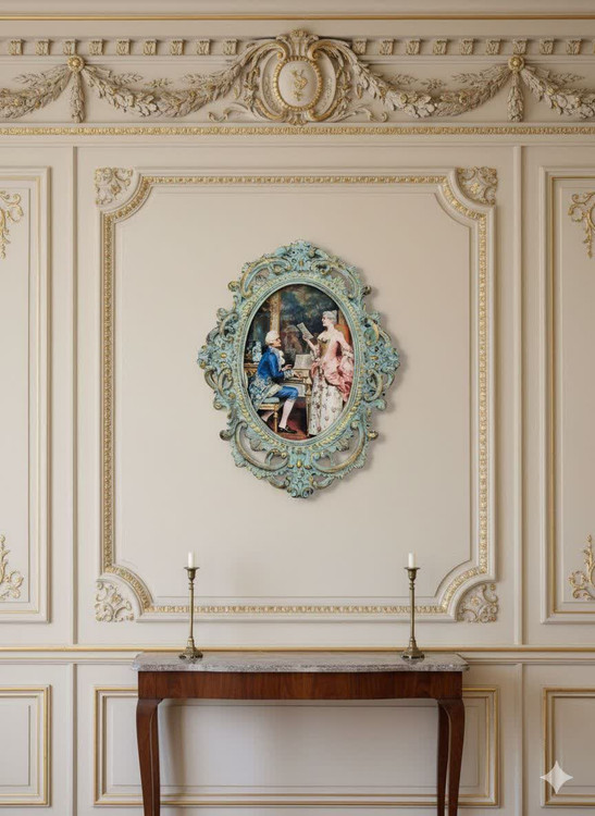 تابلو پتینه نقاشی مخمل طرح فرانسوی سایز بزرگSA05