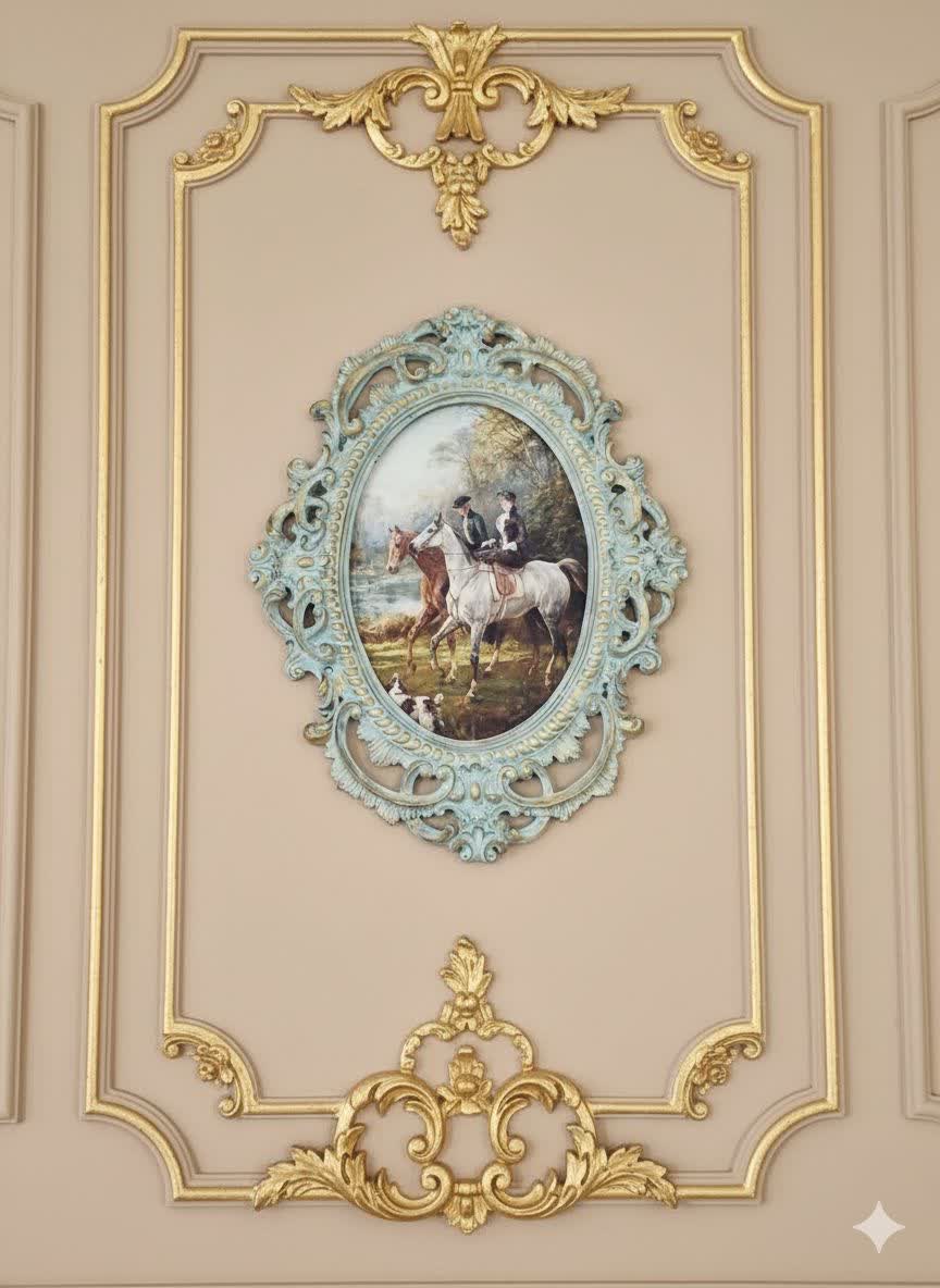 تابلو پتینه نقاشی مخمل طرح فرانسوی سایز بزرگSA06