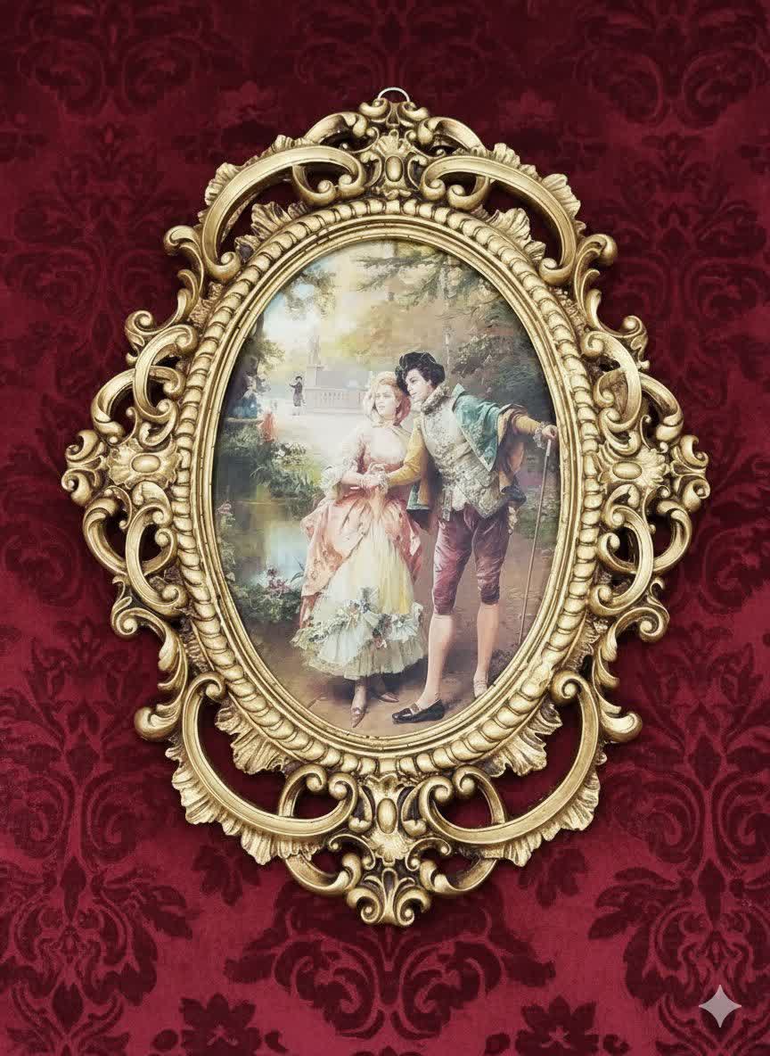 تابلو پتینه نقاشی مخمل طرح فرانسوی سایز بزرگSA04