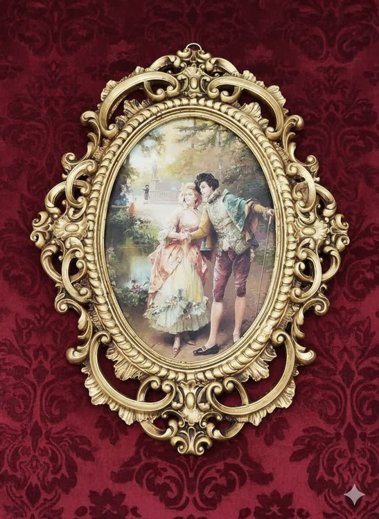 تابلو پتینه نقاشی مخمل طرح فرانسوی سایز بزرگSA04