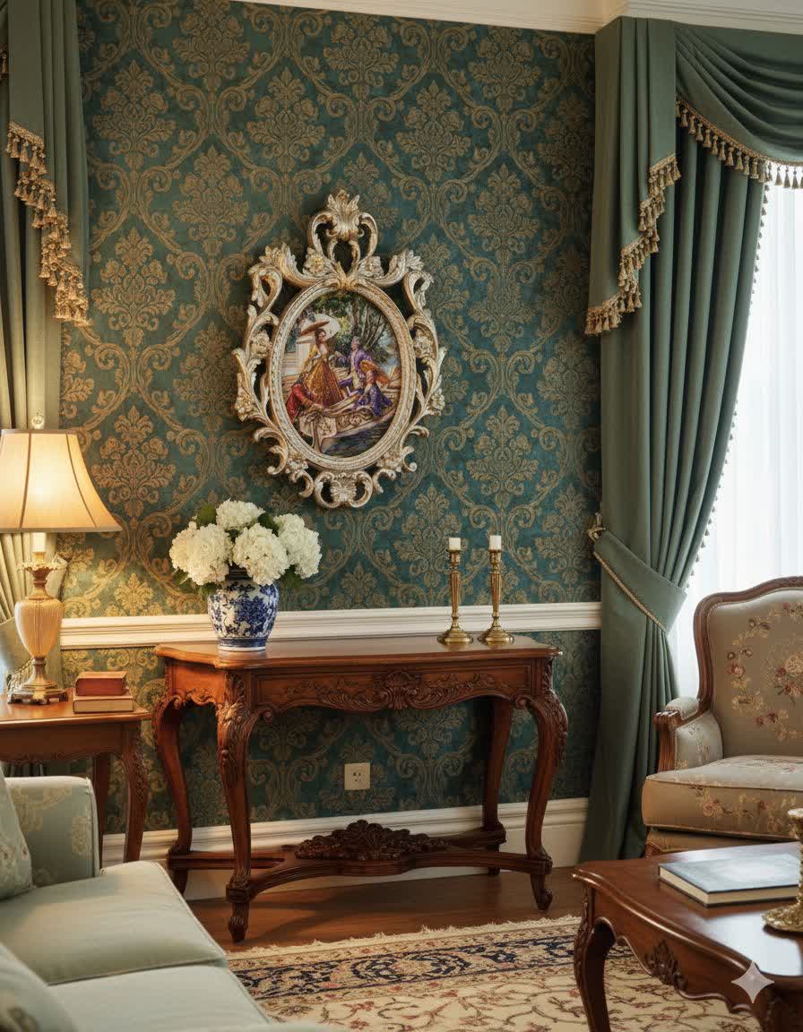 تابلو پتینه نقاشی مخمل طرح فرانسوی کد EN01