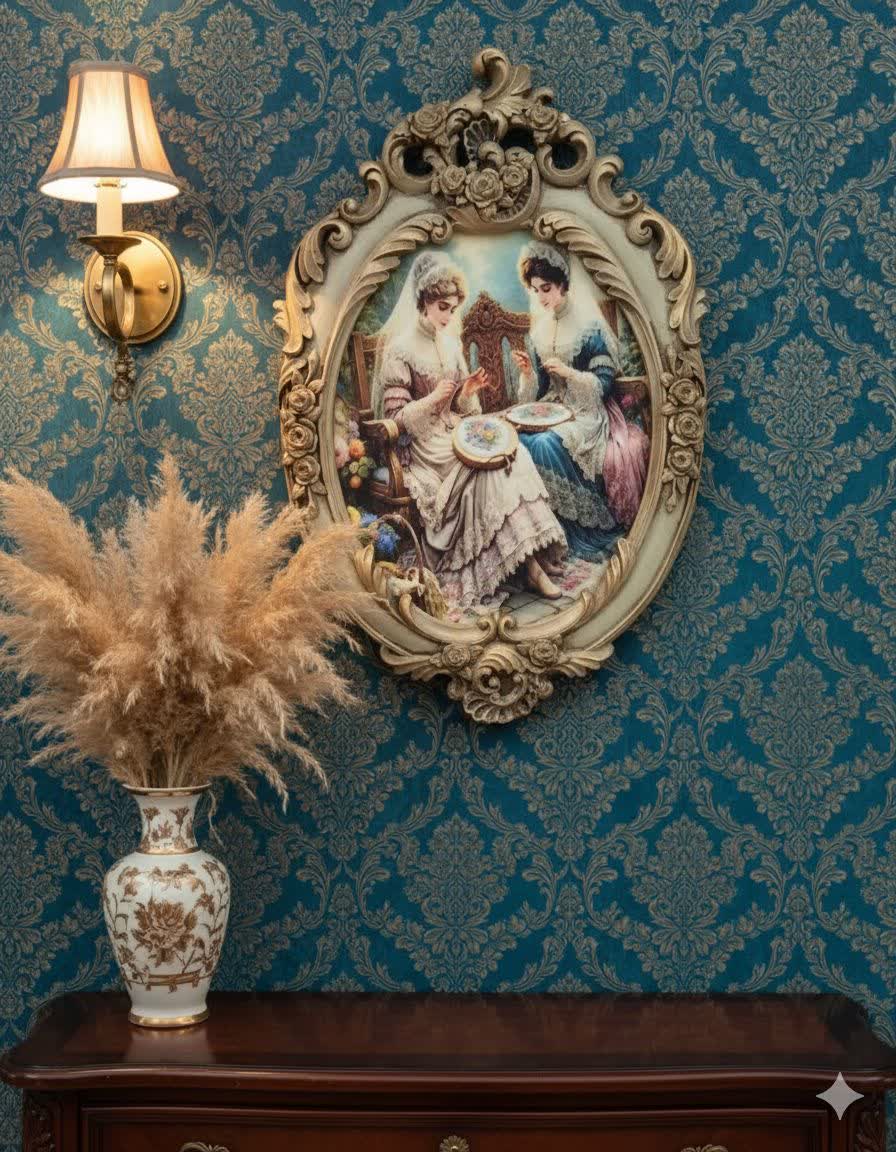 تابلو پتینه نقاشی مخمل طرح فرانسوی کد AK02