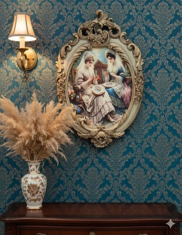 تابلو پتینه نقاشی مخمل طرح فرانسوی کد AK02