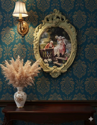 تابلو پتینه نقاشی مخمل طرح فرانسوی کد AJ01