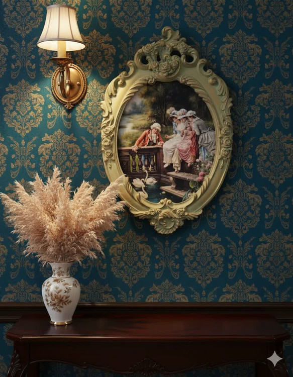 تابلو پتینه نقاشی مخمل طرح فرانسوی کد AJ01