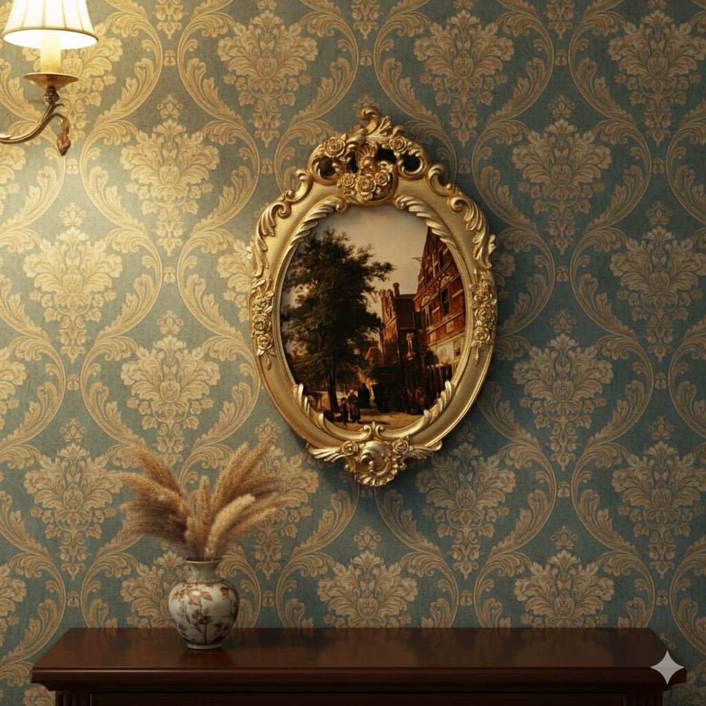 تابلو پتینه نقاشی مخمل طرح فرانسوی کد AH02