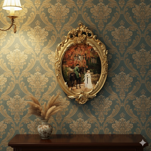 تابلو پتینه نقاشی مخمل طرح فرانسوی کد AH01