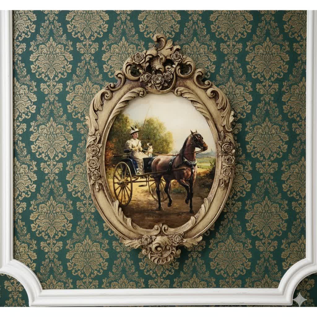 تابلو پتینه نقاشی مخمل طرح فرانسوی کد AF03