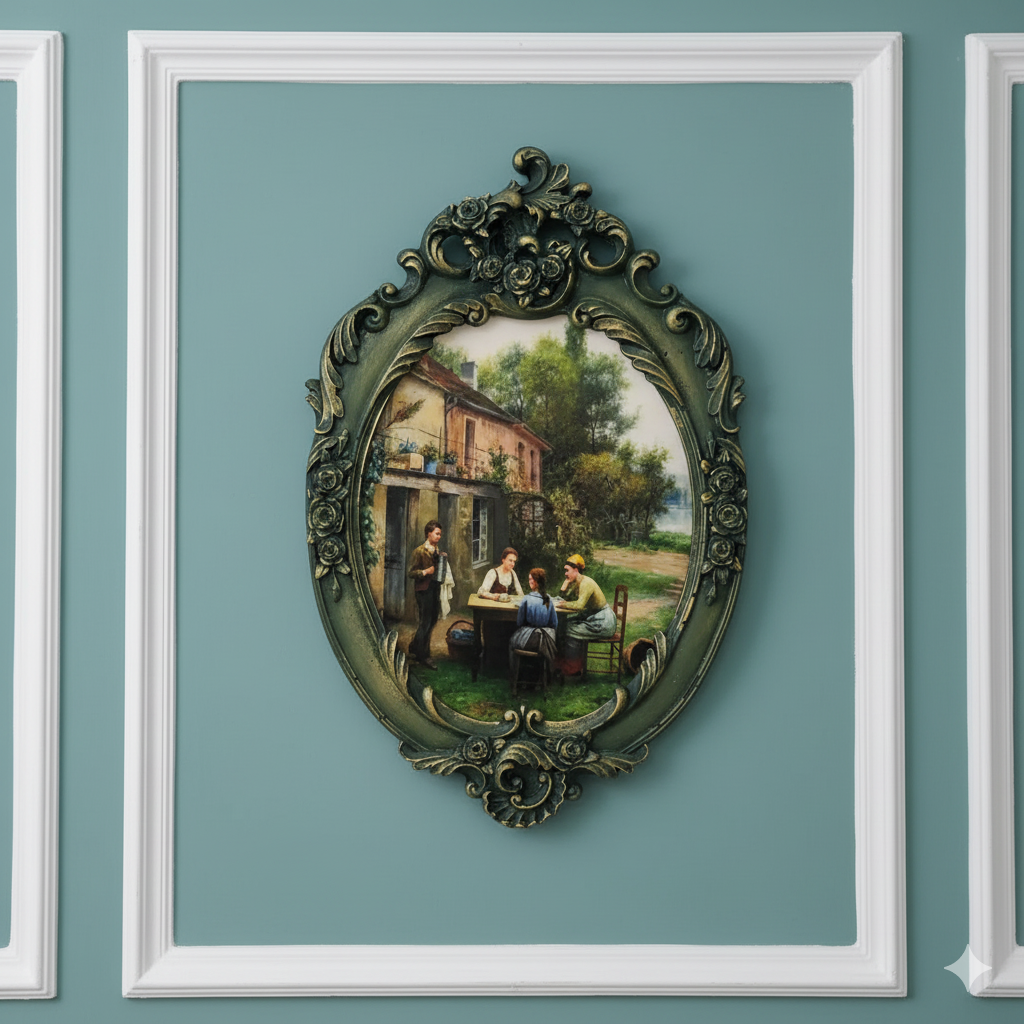 تابلو پتینه نقاشی مخمل طرح فرانسوی کد AB104