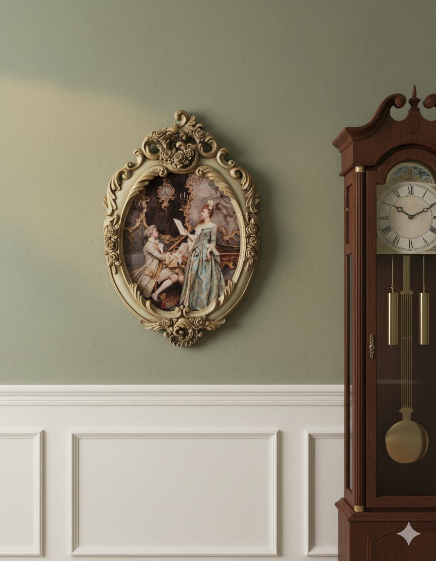 تابلو پتینه نقاشی مخمل طرح فرانسوی کد AK01