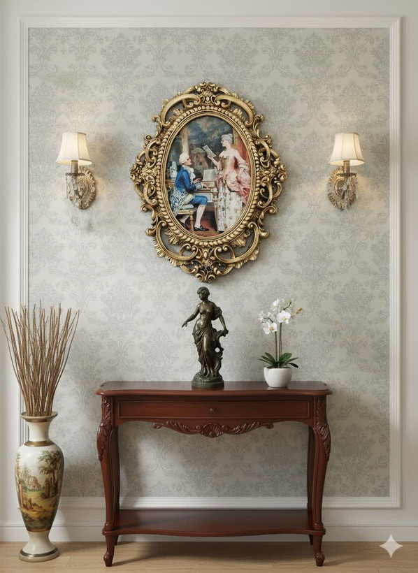 تابلو پتینه نقاشی مخمل طرح فرانسوی سایز بزرگSA04