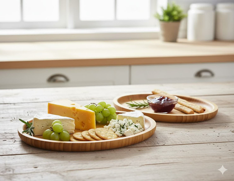 سینی بامبو بیضی لبه ظخیم