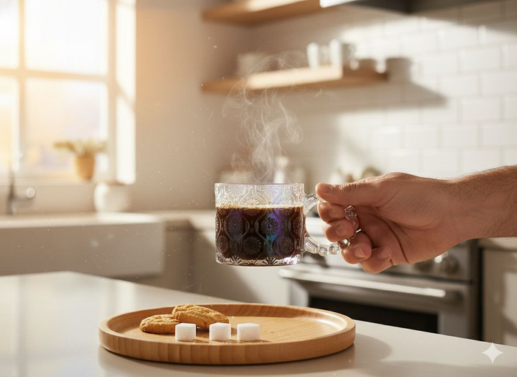 لیوان دسته مرواریدمدل هولوگرامی(رنگین کمان) زارا