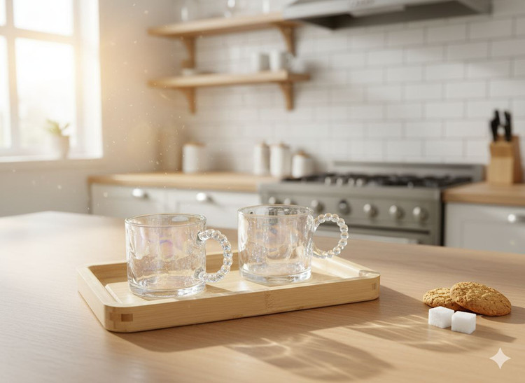 لیوان دسته مرواریدمدل هولوگرامی(رنگین کمان) زارا