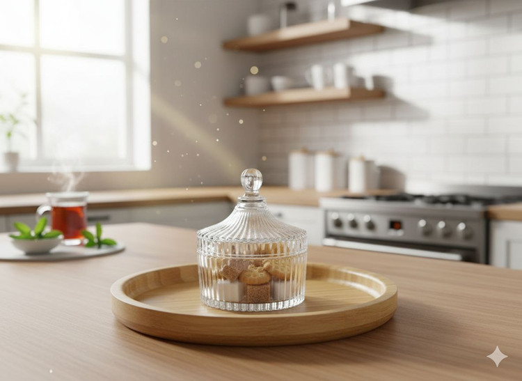 قندان کریستال وارداتی مدل شیاردار هولوگرامی